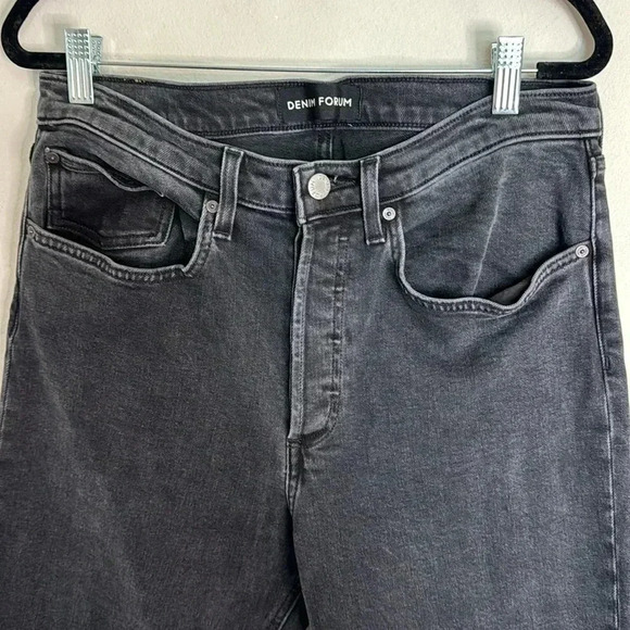 Denim Forum Aritzia The Yoko High Rise Slim Size 32 Button Fly Distressed - Picture 8 of 12